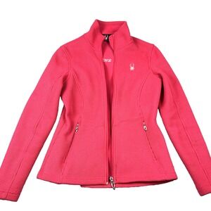 Spyder Sweater Womens Medium Pink‎ Solid Core Gorpcore Full Zip Mock Outdoor